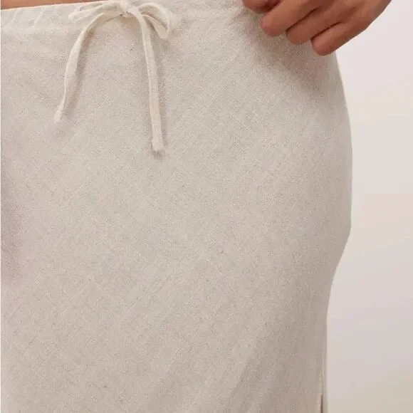 Song of Style x REVOLVE Cream Linen Blend Maxi Skirt XS Side Slit Resort Coast - Picture 5 of 11